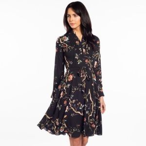 Nanette Lepore Black Floral Long Sleeve Dress